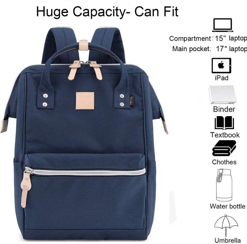 himawari Large Travel Backpack with Laptop Compartment 17 Inch Roomy Doctor Bag College backpack for Women&Men-Not include USB Port(1882-Navy blue+) - Image 3